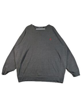 Polo Ralph Lauren Mens 3XLT Gray Crewneck Sweatshirt Pullover Pony Logo Preppy